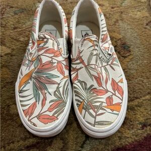 Floral Canvas Slip-On Shoes